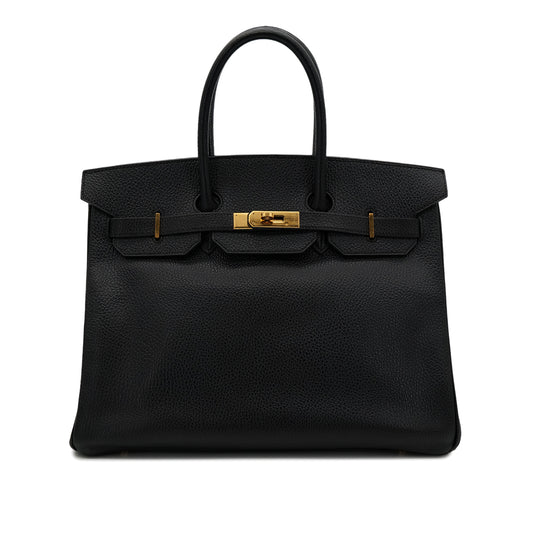 HERMES BIRKIN 35 BLACK VACHE LIEGEE HAND BAG □C GHW 90301844