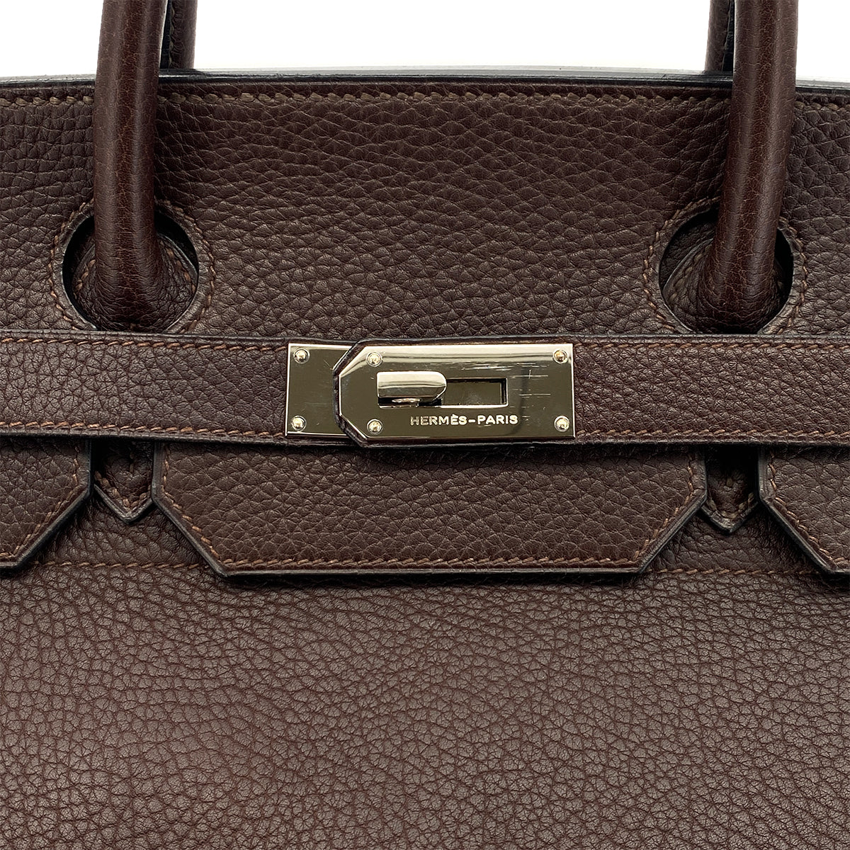 HERMES HAUT A COURROIES 45 CHOCOLAT TOGO HAND BAG □C SHW 90301846