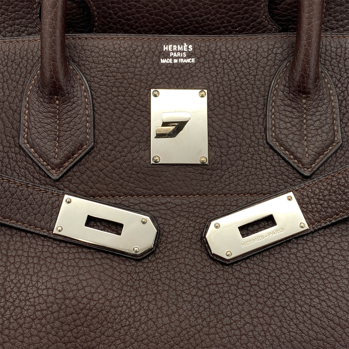 HERMES HAUT A COURROIES 45 CHOCOLAT TOGO HAND BAG □C SHW 90301846