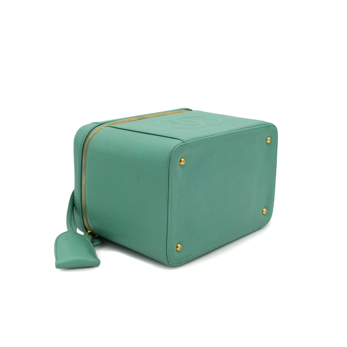 CHANEL VINTAGE VANITY HAND SHOULDER BAG GREEN CAVIAR SKIN 90301848