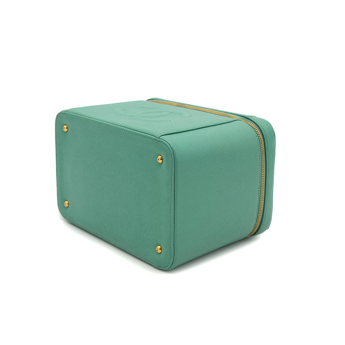 CHANEL VINTAGE VANITY HAND SHOULDER BAG GREEN CAVIAR SKIN 90301848