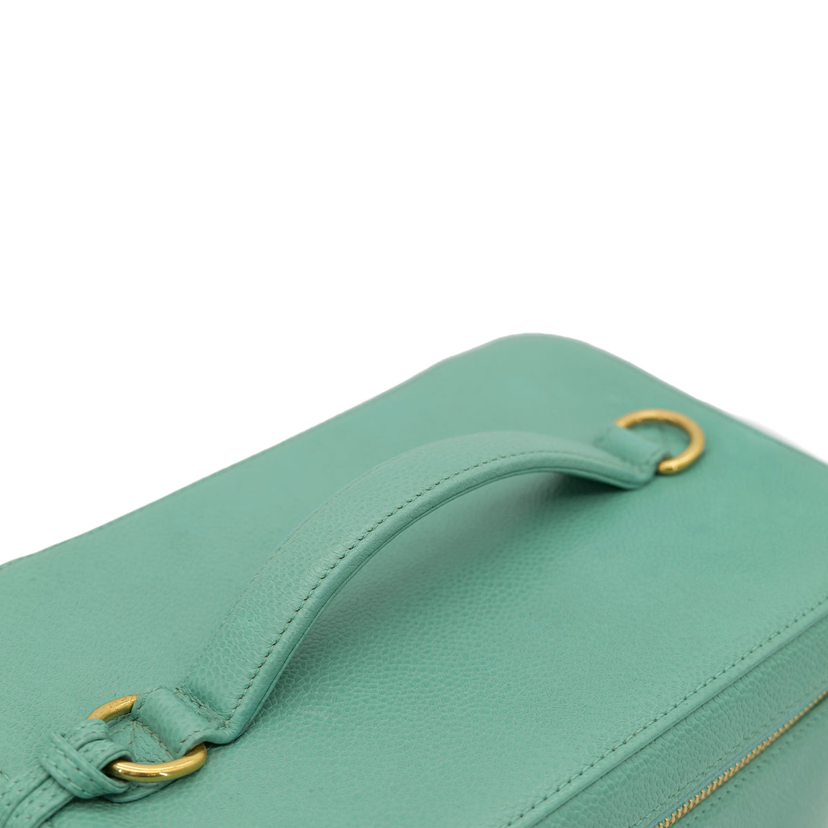 CHANEL VINTAGE VANITY HAND SHOULDER BAG GREEN CAVIAR SKIN 90301848