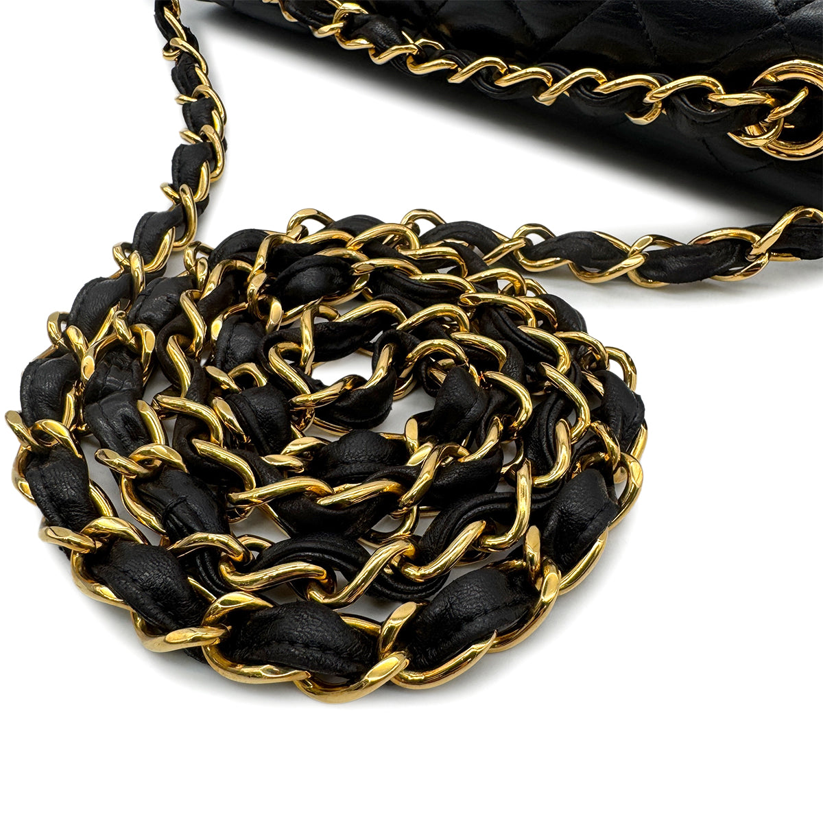 CHANEL VINTAGE JUMBO MATELASSE 30 CHAIN SHOULDER BAG BLACK LAMB SKIN 90302177