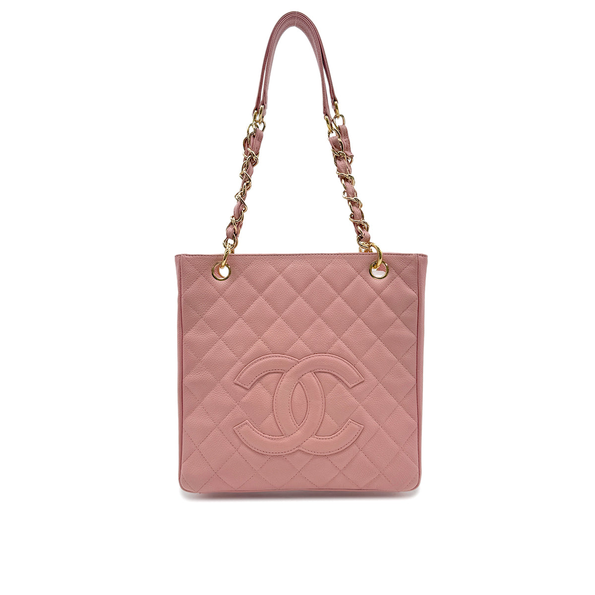 CHANEL VINTAGE PST CHAIN TOTE BAG PINK CAVIAR SKIN 90302179