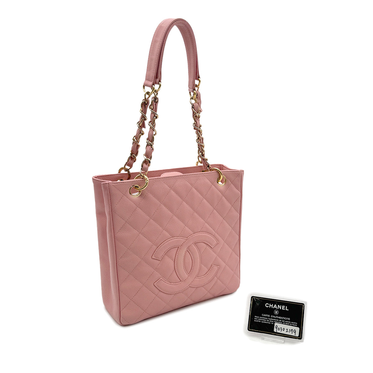 CHANEL VINTAGE PST CHAIN TOTE BAG PINK CAVIAR SKIN 90302179