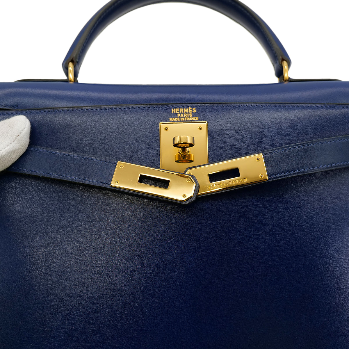 HERMES KELLY 28 SELLIER BLUE ROY BOXCALF HAND SHOULDER BAG 〇Y GHW 90302180