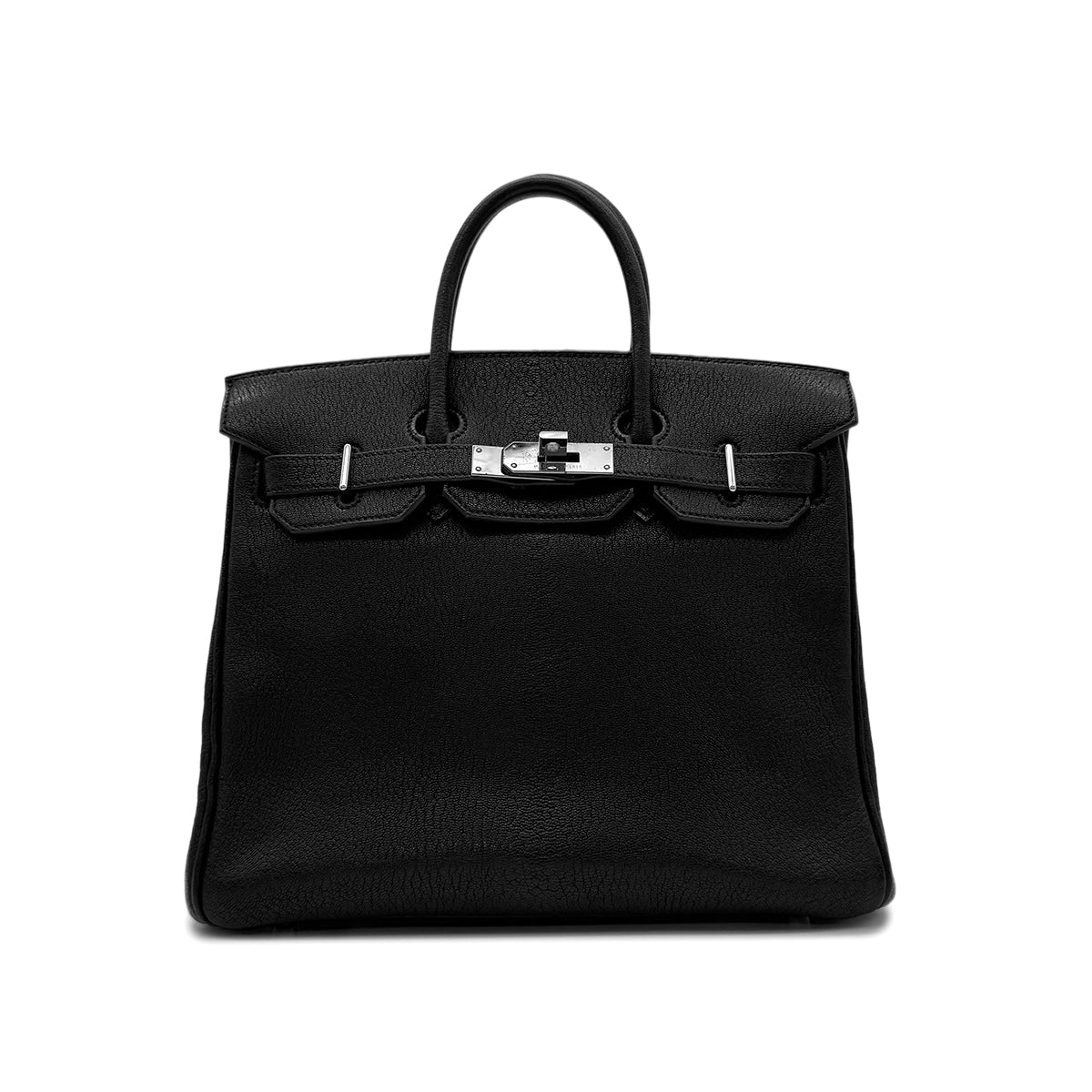 HERMES HAUT A COURROIES 28 BLACK CHEVRE COROMANDEL HAND BAG ▢L SHW 90302184