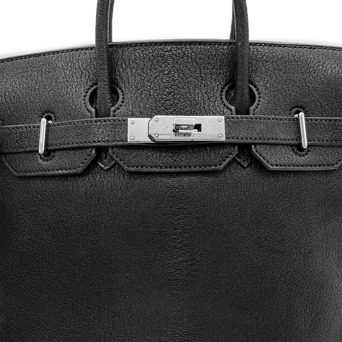 HERMES HAUT A COURROIES 28 BLACK CHEVRE COROMANDEL HAND BAG ▢L SHW 90302184