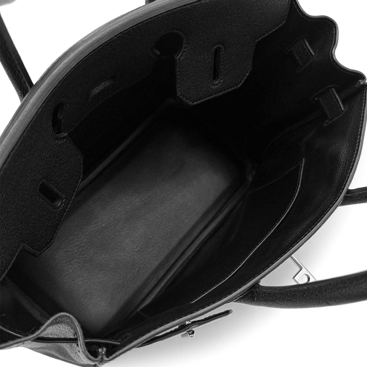 HERMES HAUT A COURROIES 28 BLACK CHEVRE COROMANDEL HAND BAG ▢L SHW 90302184