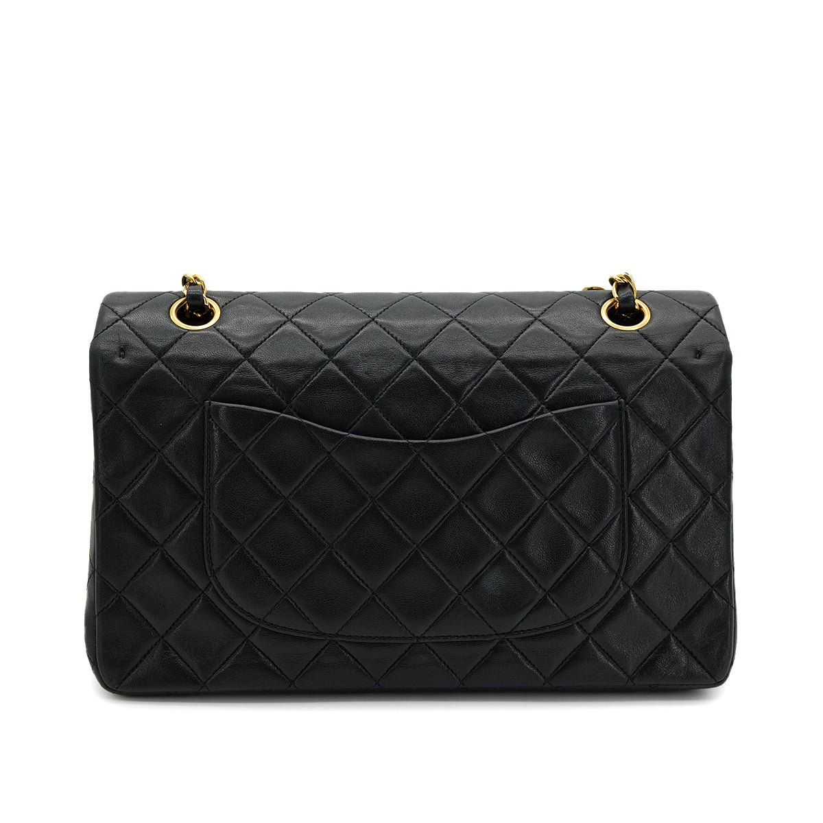 CHANEL VINTAGE CLASSIC FLAP MEDIUM CHAIN SHOULDER BAG BLACK LAMB SKIN 90302186