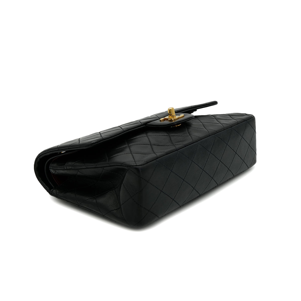 CHANEL VINTAGE CLASSIC FLAP MEDIUM CHAIN SHOULDER BAG BLACK LAMB SKIN 90302186