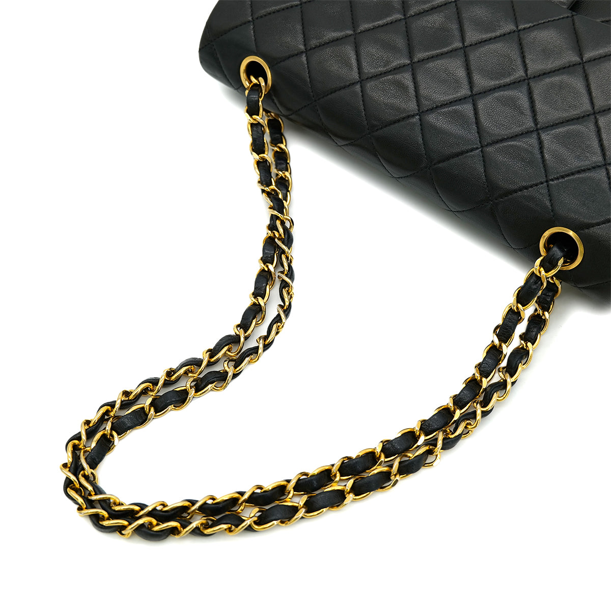 CHANEL VINTAGE CLASSIC FLAP MEDIUM CHAIN SHOULDER BAG BLACK LAMB SKIN 90302186