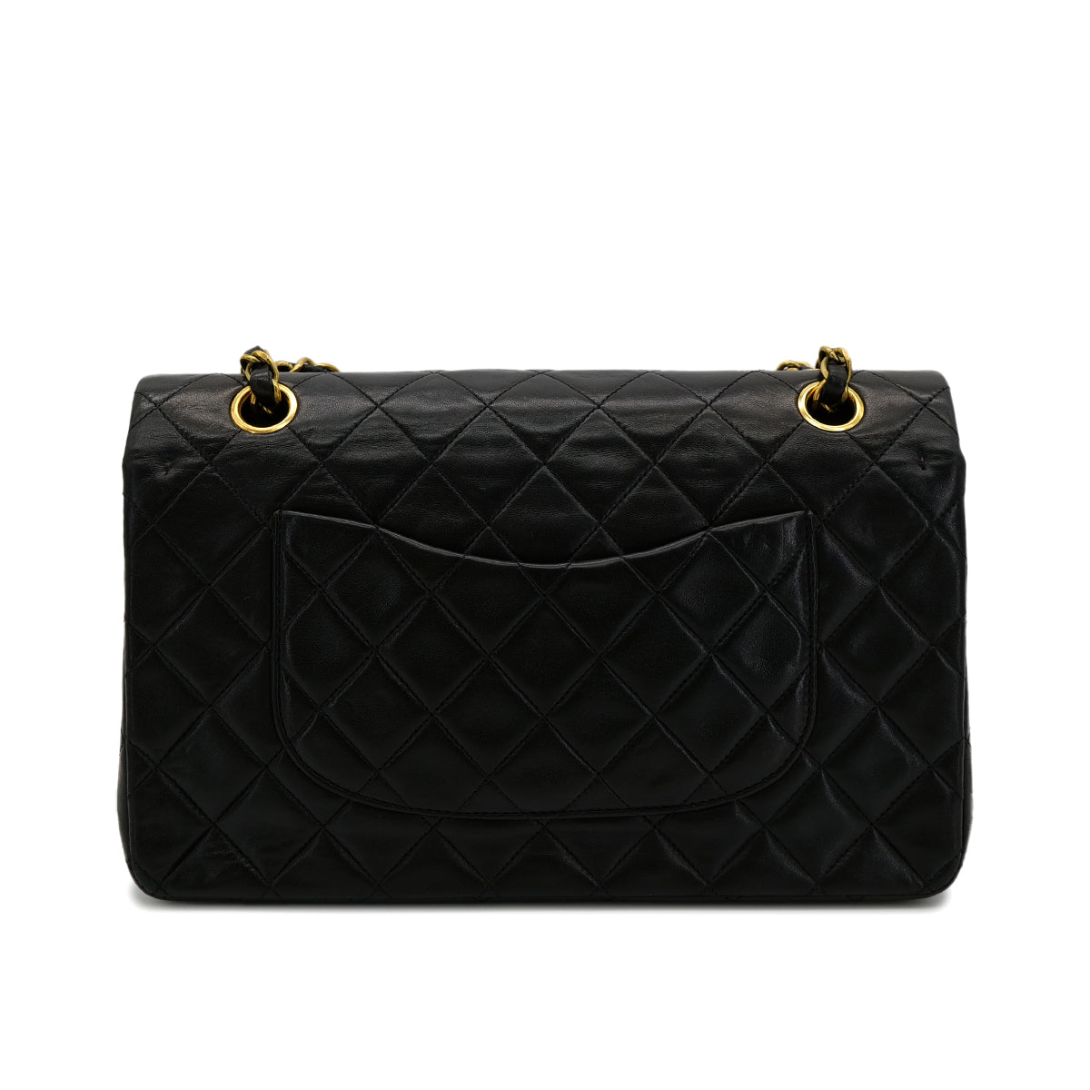 CHANEL VINTAGE CLASSIC FLAP MEDIUM CHAIN SHOULDER BAG BLACK LAMB SKIN 90302190