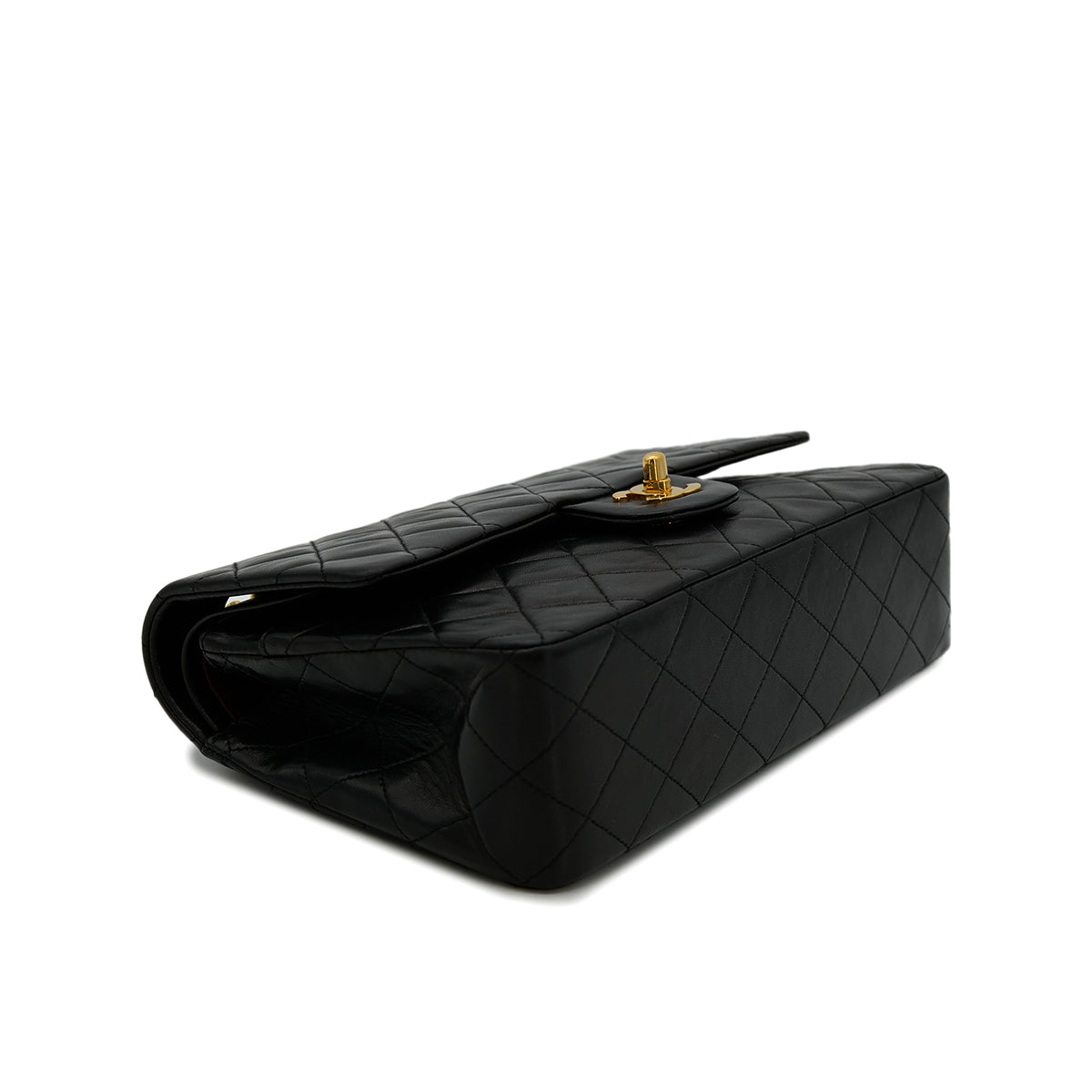 CHANEL VINTAGE CLASSIC FLAP MEDIUM CHAIN SHOULDER BAG BLACK LAMB SKIN 90302190