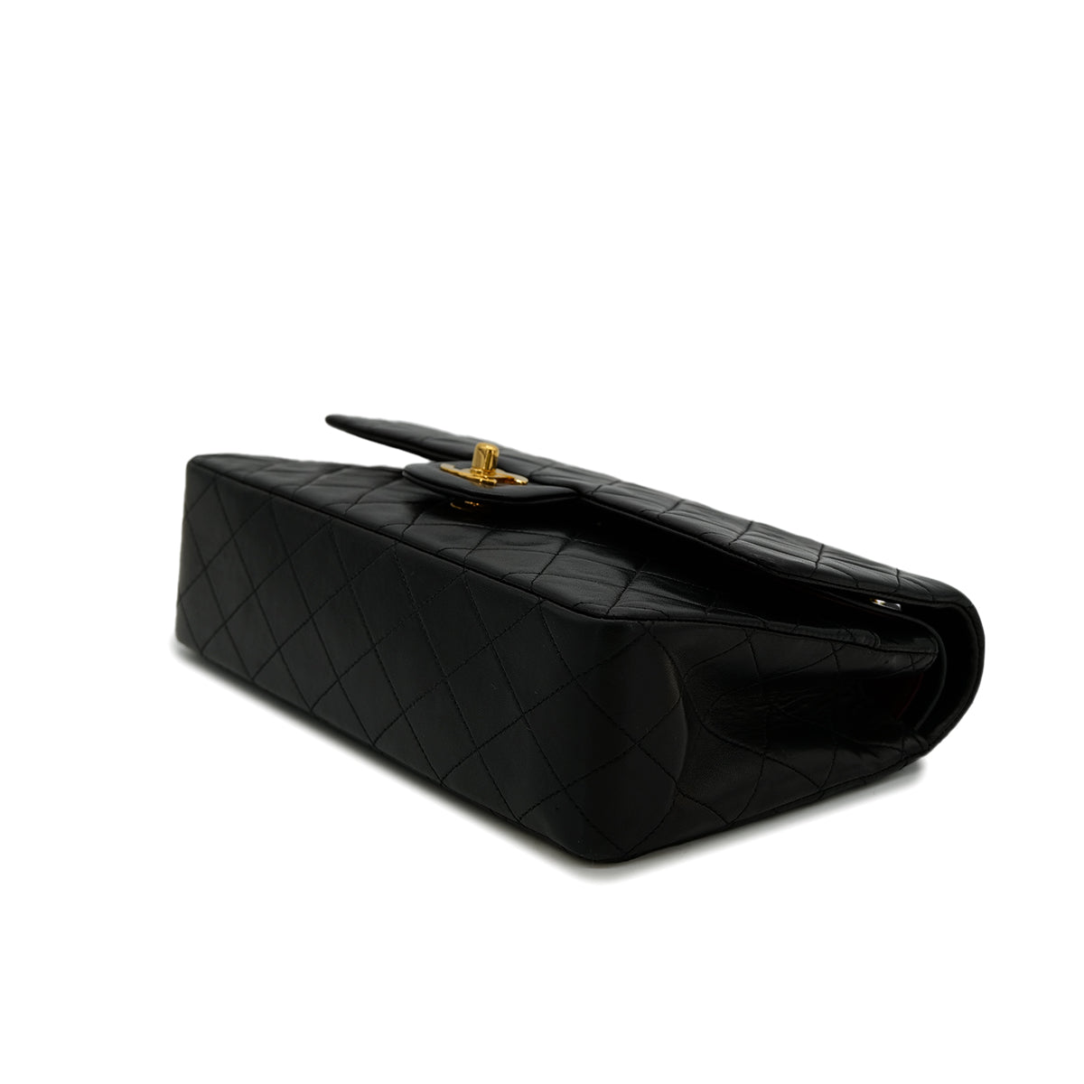 CHANEL VINTAGE CLASSIC FLAP MEDIUM CHAIN SHOULDER BAG BLACK LAMB SKIN 90302190