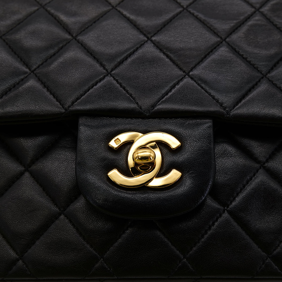 CHANEL VINTAGE CLASSIC FLAP MEDIUM CHAIN SHOULDER BAG BLACK LAMB SKIN 90302190