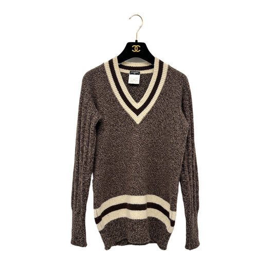 CHANEL VINTAGE COCOMARK KNIT TOPS BROWN CACHEMIRE 40 96A RTW 90302195