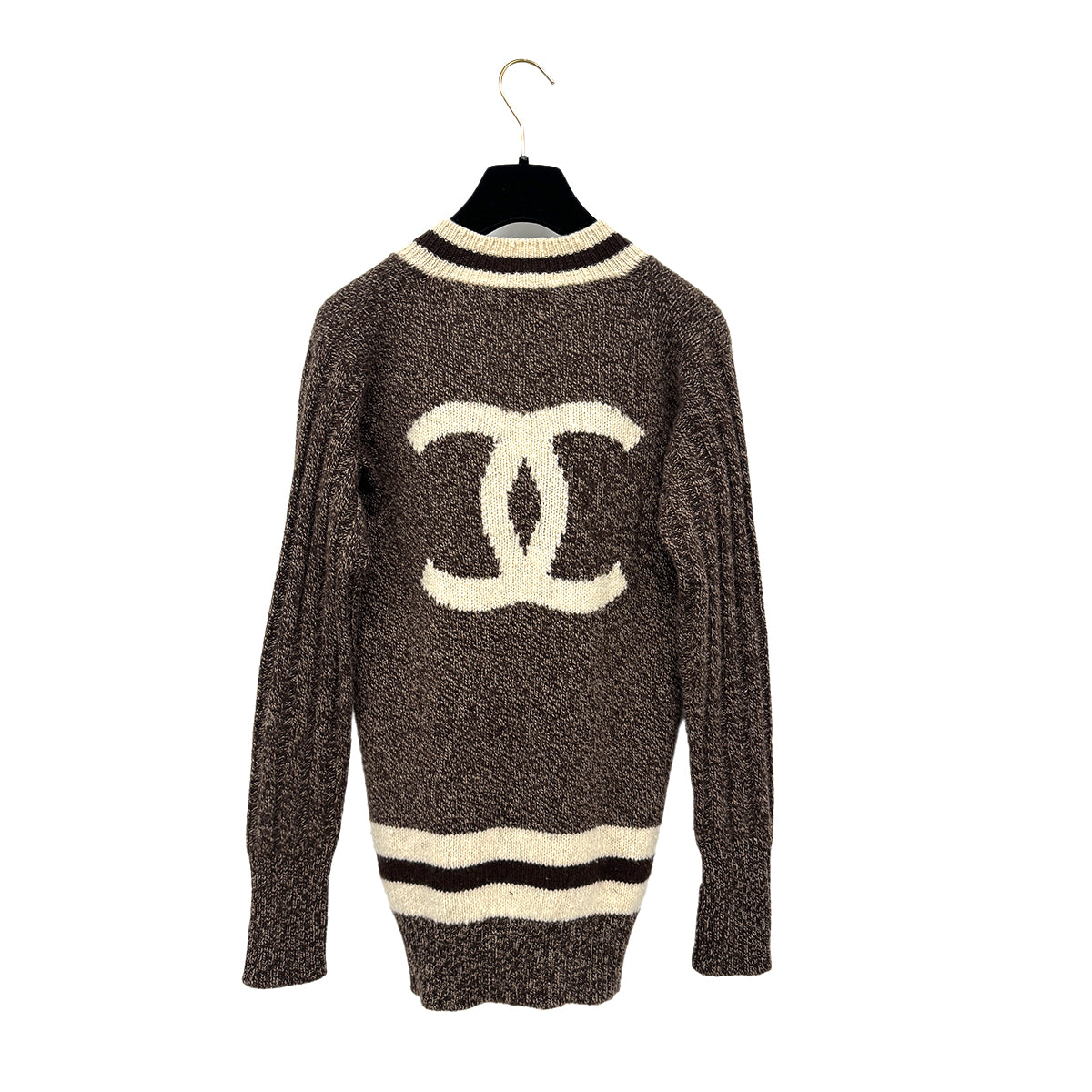 CHANEL VINTAGE COCOMARK KNIT TOPS BROWN CACHEMIRE 40 96A RTW 90302195