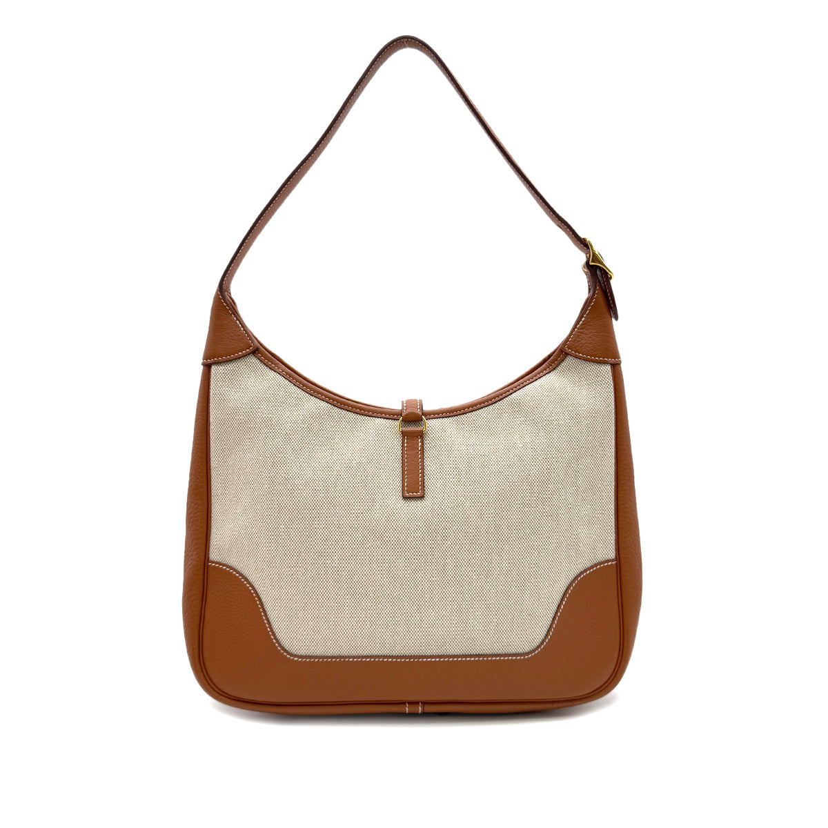 HERMES TRIM 31 FAUVE TOGO TOILE H SHOULDER BAG □F GHW 90302332