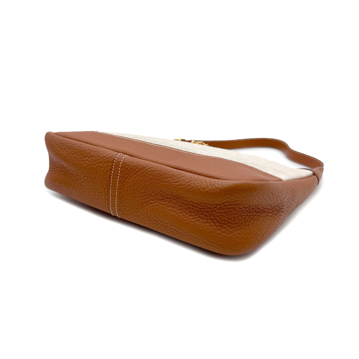 HERMES TRIM 31 FAUVE TOGO TOILE H SHOULDER BAG □F GHW 90302332