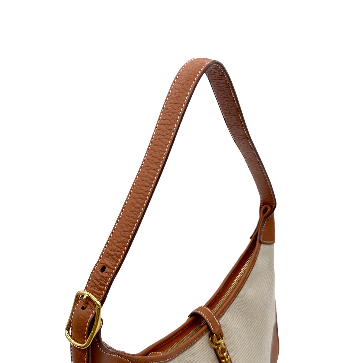 HERMES TRIM 31 FAUVE TOGO TOILE H SHOULDER BAG □F GHW 90302332