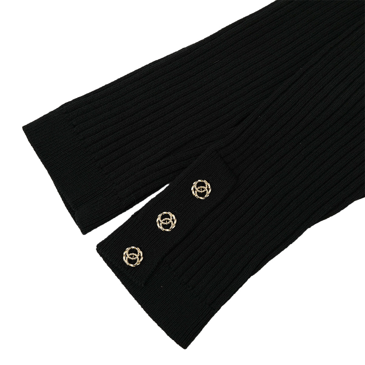 CHANEL COCO BUTTON LONG KNIT COAT BLACK COTTON 48 P63 RTW 90302398