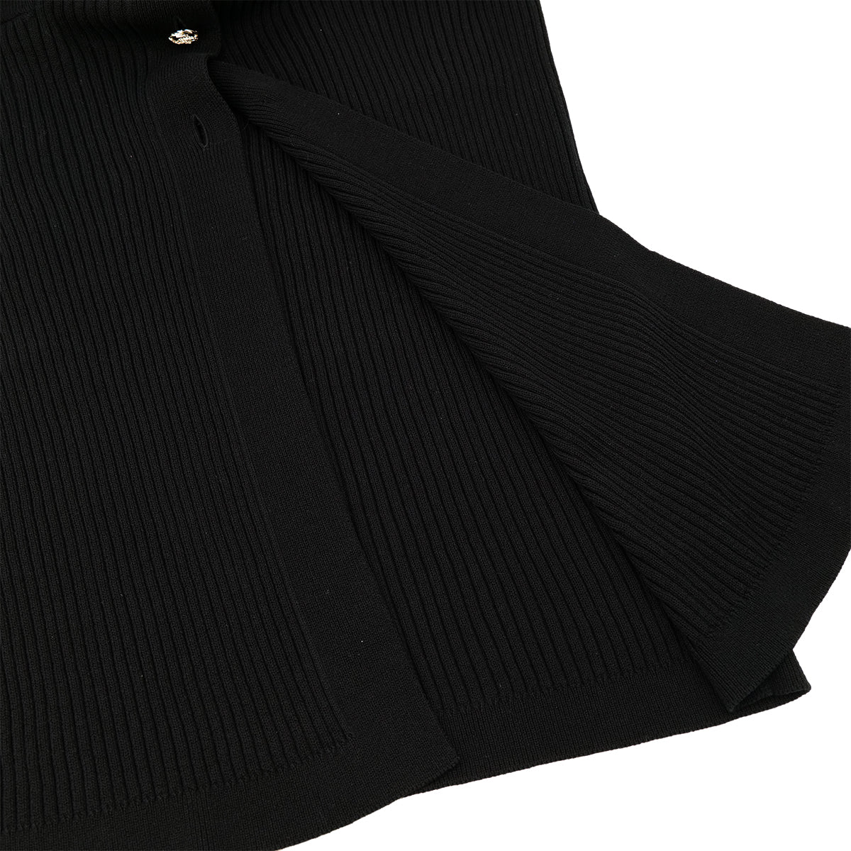 CHANEL COCO BUTTON LONG KNIT COAT BLACK COTTON 48 P63 RTW 90302398