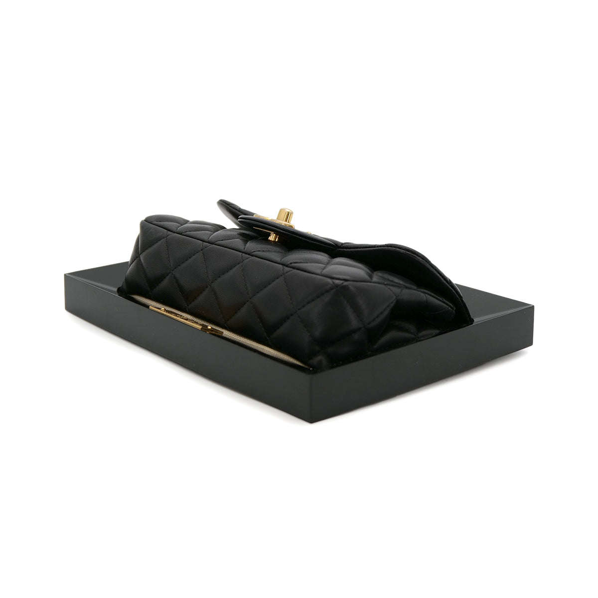 CHANEL 2014 COLLECTION PRIVEE FRAMED MINI MATELLASSE CHAIN SHOULDER BAG BLACK LAMB SKIN PLASTIC 90302568