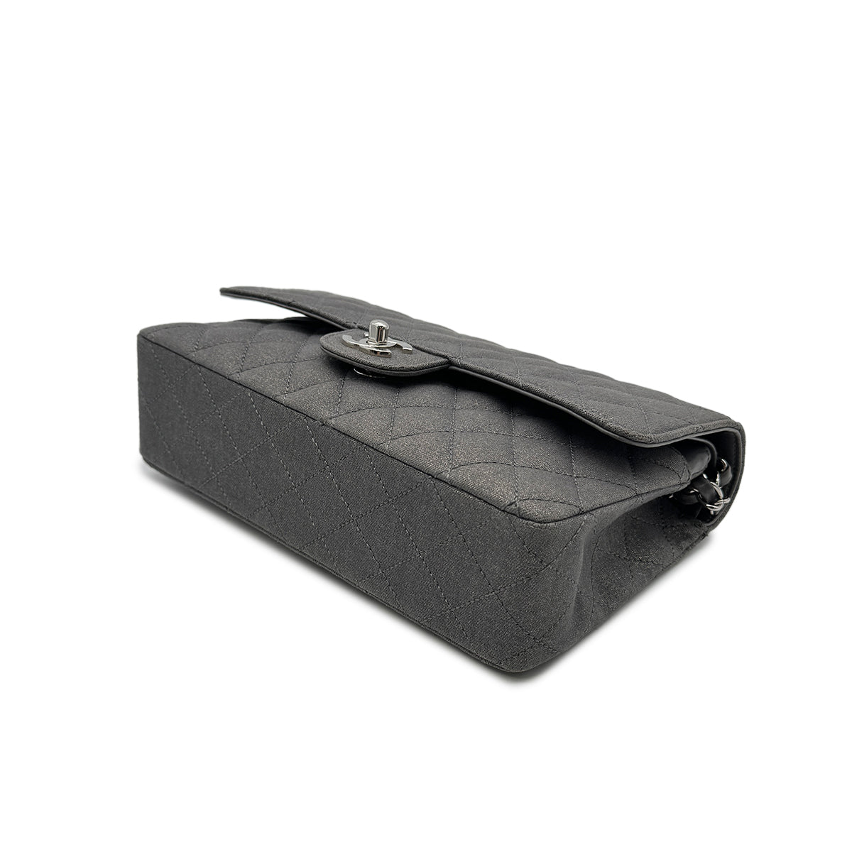 CHANEL VINTAGE CLASSIC FLAP MEDIUM CHAIN SHOULDER BAG GRAY CANVAS 90302647