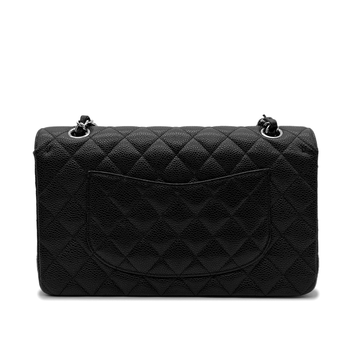 CHANEL VINTAGE CLASSIC FLAP MEDIUM CHAIN SHOULDER BAG BLACK CAVIAR SKIN 90302650