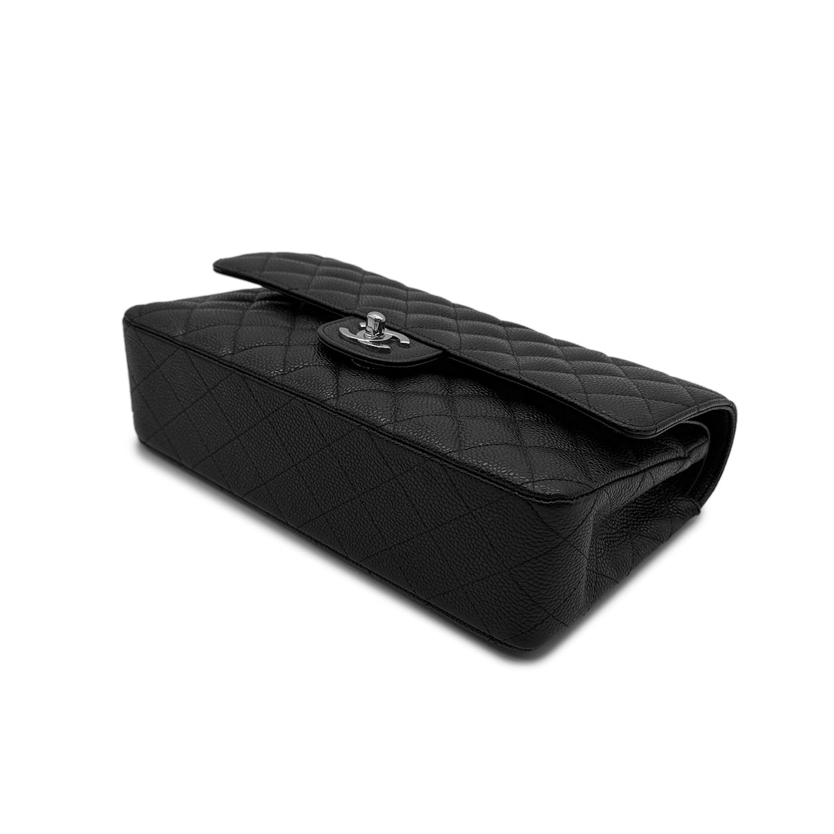 CHANEL VINTAGE CLASSIC FLAP MEDIUM CHAIN SHOULDER BAG BLACK CAVIAR SKIN 90302650