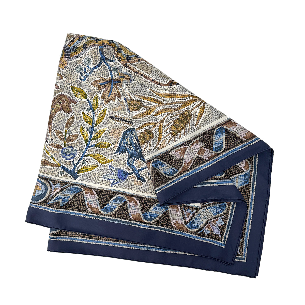 HERMES CARRE 90 PAVEMENT SCARF SILK NAVY 90302652
