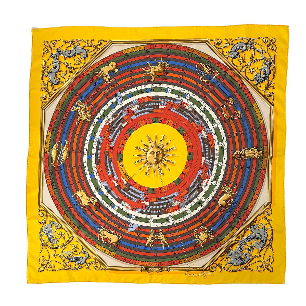 HERMES CARRE 90 DIES ET HORE SCARF SILK MULTICOLOR 90302657