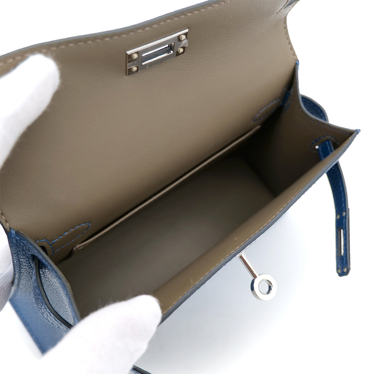 HERME MINI KELLY 2 VERSO DEEP BLUE ORIGANO CHEVRE MYSORE HAND SHOULDER BAG U SHW 90302851