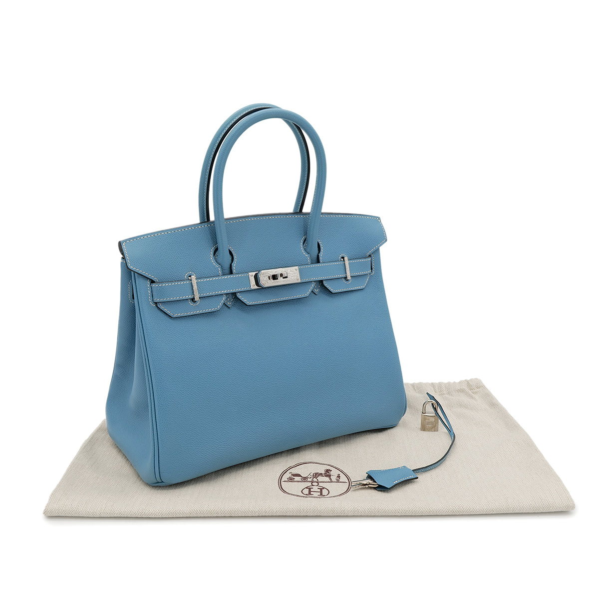 HERMES BIRKIN 30 BLUE JEAN VEAU EPSON HAND BAG ▢I SHW 90302857