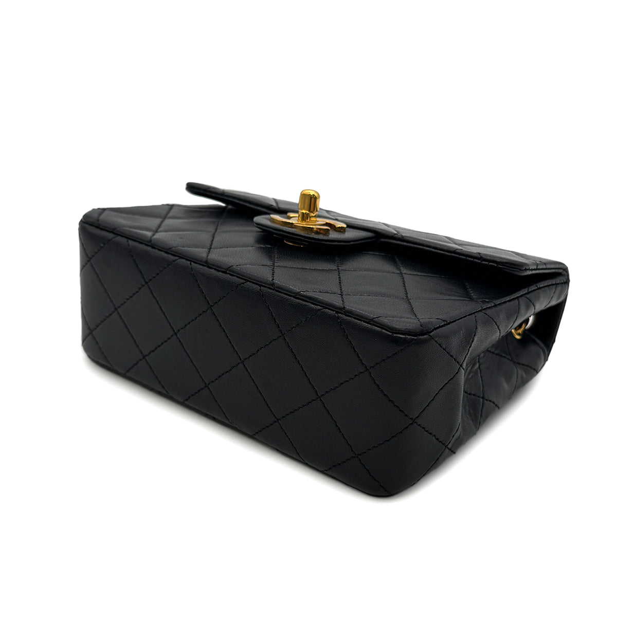 CHANEL VINTAGE MINI SQUARE 17 CHAIN SHOULDER BAG BLACK LAMB SKIN 90302858