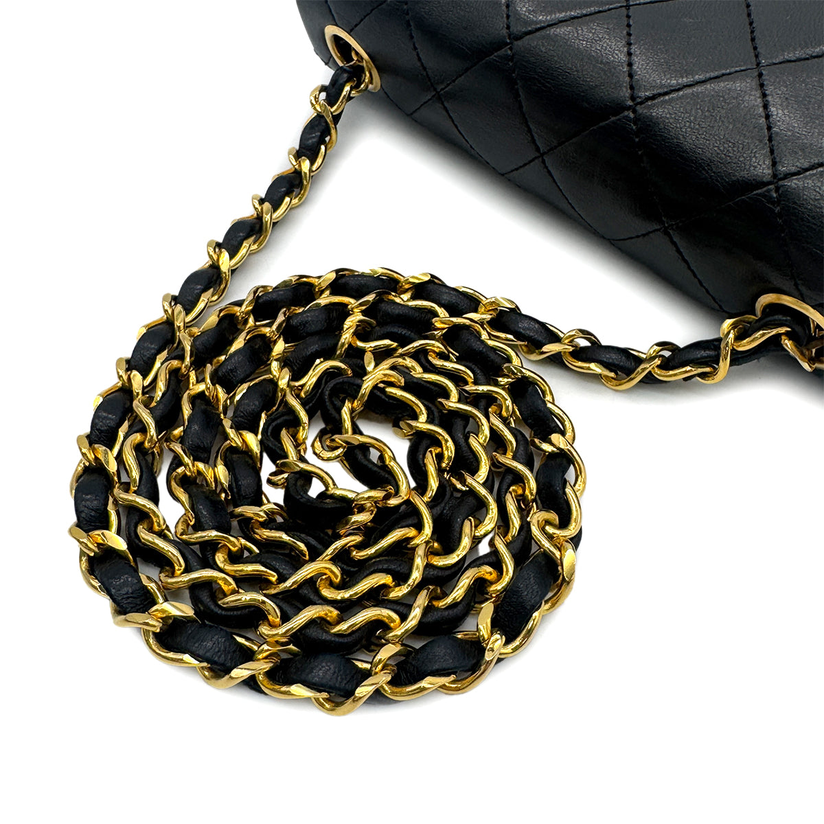 CHANEL VINTAGE MINI SQUARE 17 CHAIN SHOULDER BAG BLACK LAMB SKIN 90302858