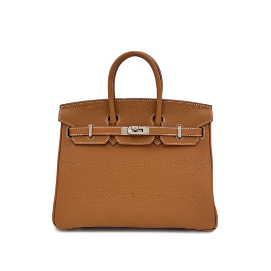 HERMES BIRKIN 25 GOLD TOGO HAND BAG B SHW 90302881