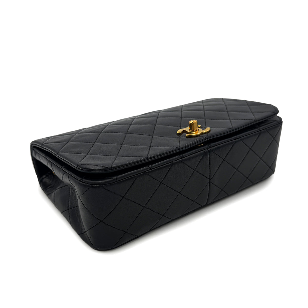 CHANEL VINTAGE FULL FLAP CHAIN SHOULDER BAG BLACK LAMB SKIN 90302899