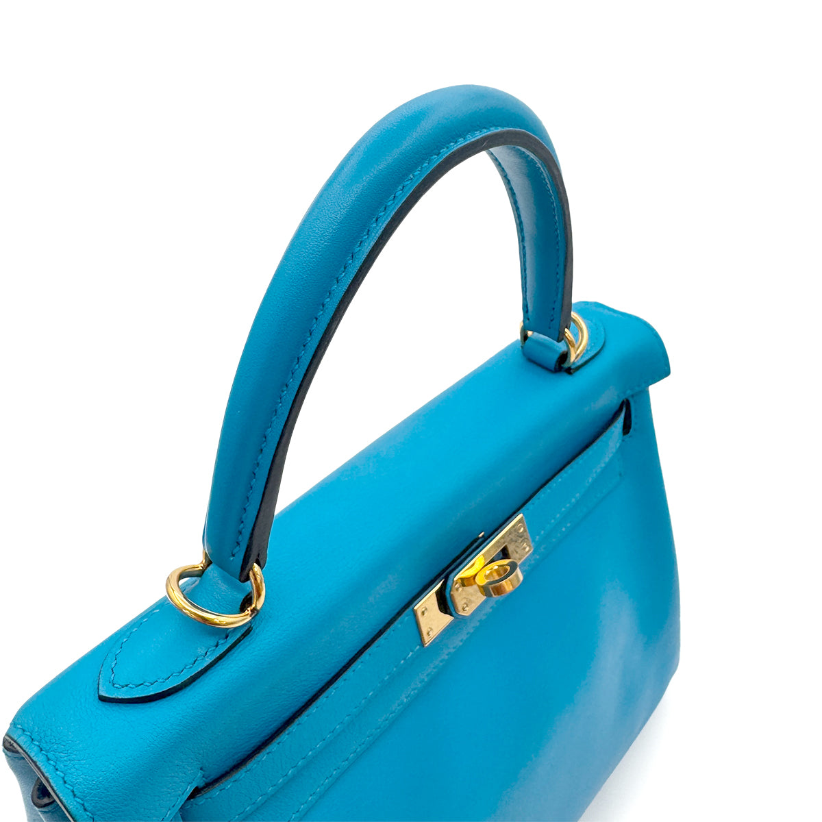 HERMES KELLY 25 RETOURNE BLUE FRIDA VEAU SWIFT HAND SHOULDER BAG Y GHW 90302908