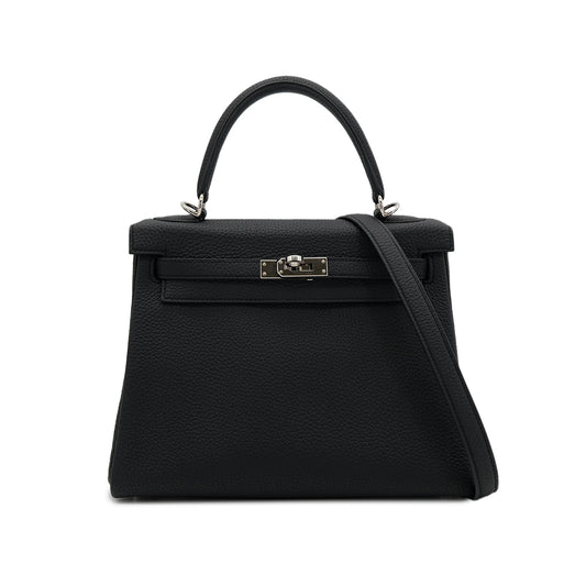 HERMES KELLY 25 RETOURNE BLACK TOGO HAND SHOULDER BAG D SHW 90303025