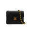 VINTAGE CHANEL MINI SQUARE 17 CHAIN SHUOLDER BAG BLACK LAMB SKIN GOLD ...